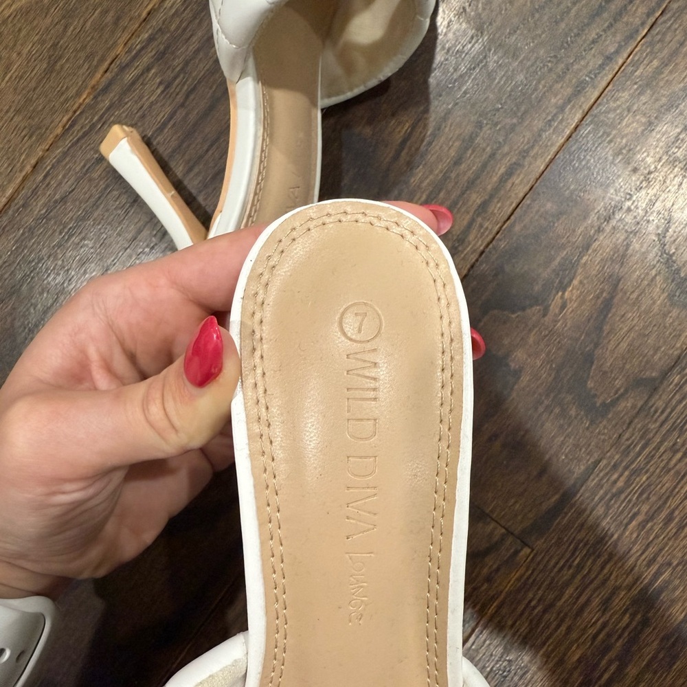 Quilted Kitten Heels / Sandal / Mule - white - Picture 3 of 8